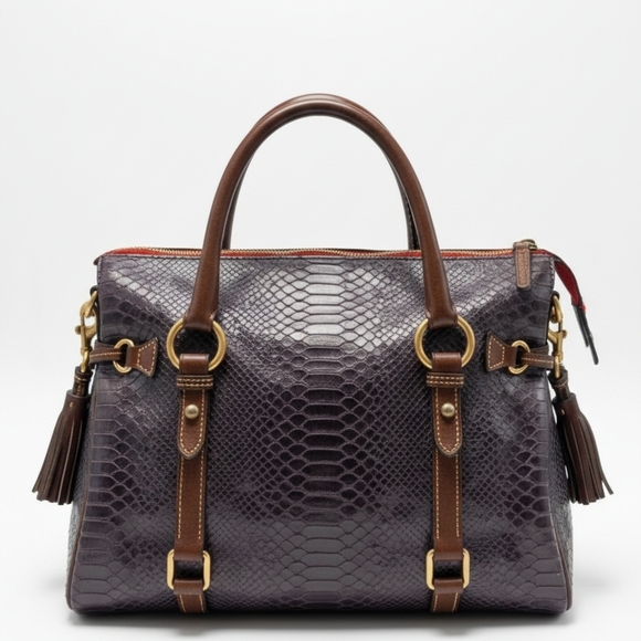 Rare Vintage Dooney And Bourke Large  Florentine Snakeskin Bag - Picture 2 of 12